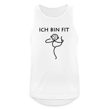 Strichmännchen - Ich bin fit - Männer Tank Top atmungsaktiv - Weiß - Vorne - Nick (188cm)