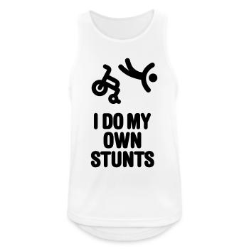 I do my own stunts Rollstuhl Rennen Rennrollstuhl - Männer Tank Top atmungsaktiv - Weiß - Vorne - Nick (188cm)