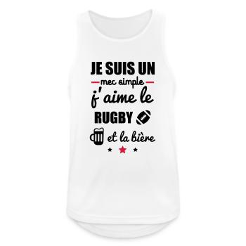 mec simple rugby bière,t-shirt rugby - Débardeur respirant Homme - blanc - Devant - Nick (188cm)