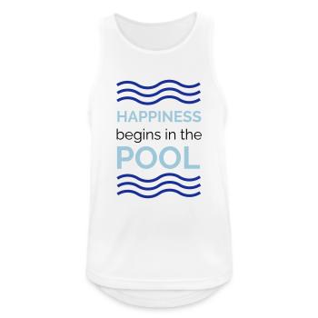HAPPINESS begins in the POOL - Männer Tank Top atmungsaktiv - Weiß - Vorne - Nick (188cm)
