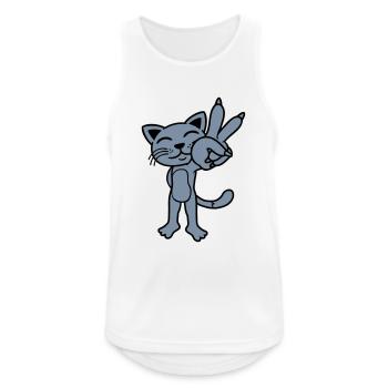 Peace Zeichen stehende Katze - Männer Tank Top atmungsaktiv - Weiß - Vorne - Nick (188cm)