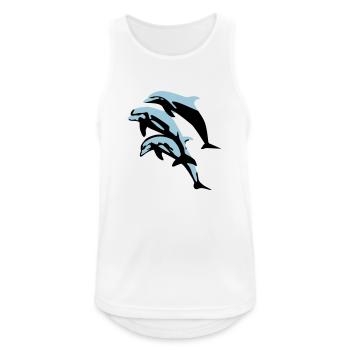 Delfin, Delfine - Dolphin - Männer Tank Top atmungsaktiv - Weiß - Vorne - Nick (188cm)