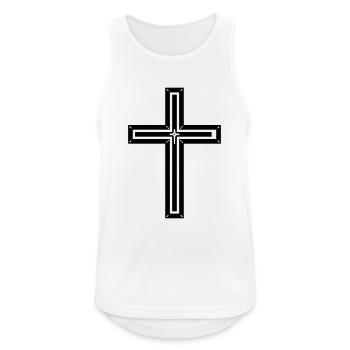 Kreuz - Männer Tank Top atmungsaktiv - Weiß - Vorne - Nick (188cm)
