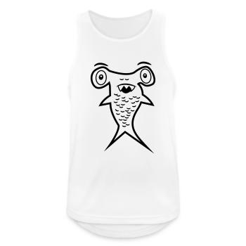 Hammerhai - Haifischflosse - Männer Tank Top atmungsaktiv - Weiß - Vorne - Nick (188cm)