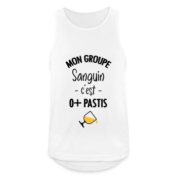 Mon groupe sanguin c'est O+ Pastis - Débardeur respirant Homme - blanc - Devant - Nick (188cm)
