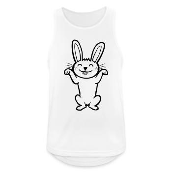 Lapin heureux debout - Débardeur respirant Homme - blanc - Devant - Nick (188cm)