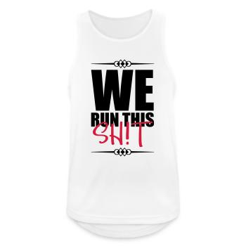 we run this design - Männer Tank Top atmungsaktiv - Weiß - Vorne - Nick (188cm)