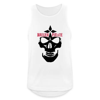 breizh pirate tete de mort crane skull logo - Débardeur respirant Homme - blanc - Devant - Nick (188cm)
