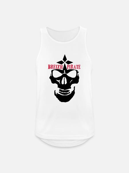 breizh pirate skull logo - Men's Breathable Tank Top - white
