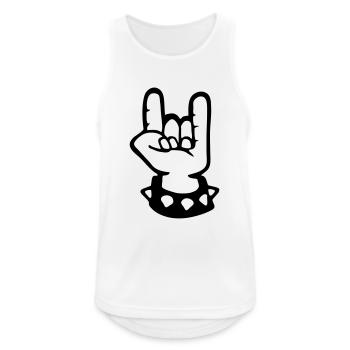 hand metal fork rock hand sign devil hard music - Men's Breathable Tank Top - white - Front - Nick (188cm)