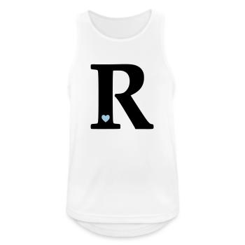 Buchstabe R Anfangsbuchstabe - Männer Tank Top atmungsaktiv - Weiß - Vorne - Nick (188cm)