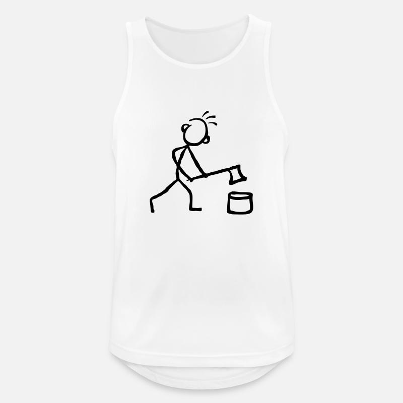 Strichmännchen Holz hacken - Männer Tank Top atmungsaktiv - Weiß