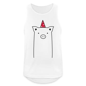 Porc Party - Sau Sauce - Débardeur respirant Homme - blanc - Devant - Nick (188cm)