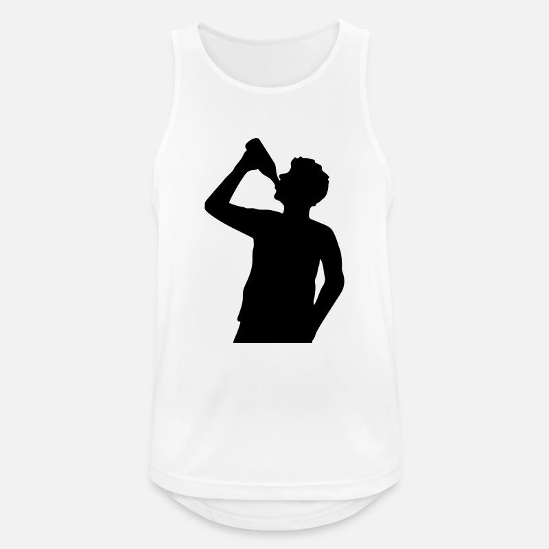 Bier trinken Mann Silhouette - Männer Tank Top atmungsaktiv - Weiß