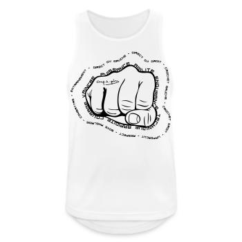 spreadshirt02_coupdepoing_by_amagraphik - Débardeur respirant Homme - blanc - Devant - Nick (188cm)