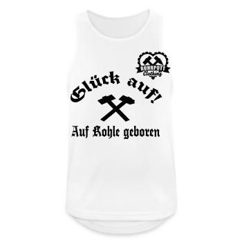 Glück auf - Auf Kohle geboren - Ruhrpott Clothing - Männer Tank Top atmungsaktiv - Weiß - Vorne - Nick (188cm)