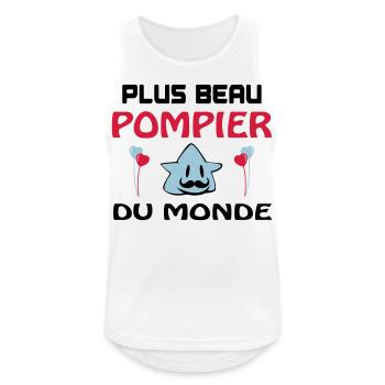 PLUS BEAU POMPIER DU MONDE - Débardeur respirant Homme - blanc - Devant - Nick (188cm)