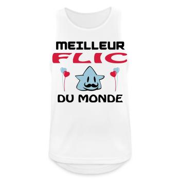 MEILLEUR FLIC DU MONDE - Débardeur respirant Homme - blanc - Devant - Nick (188cm)