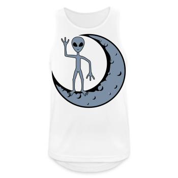 Mond Alien winkt stehend - Männer Tank Top atmungsaktiv - Weiß - Vorne - Nick (188cm)