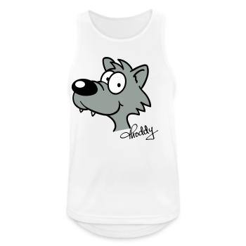 Wolf beflockbar - Männer Tank Top atmungsaktiv - Weiß - Vorne - Nick (188cm)