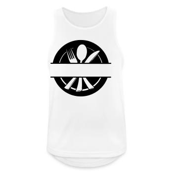 Besteck-Menü-Logo mit Teller - Männer Tank Top atmungsaktiv - Weiß - Vorne - Nick (188cm)