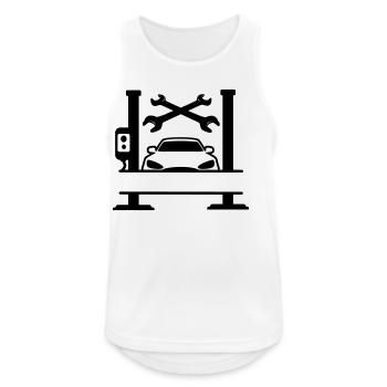 Bannière de nom de garage de voiture - Débardeur respirant Homme - blanc - Devant - Nick (188cm)