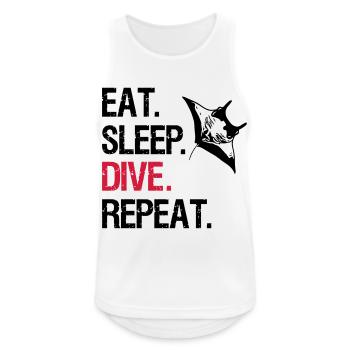 Eat Sleep Dive Repeat - Manta Ray - Vector Design - Men's Breathable Tank Top - white - Front - Nick (188cm)
