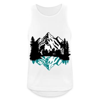 Berge, Wald und Spiegelung im See - Männer Tank Top atmungsaktiv - Weiß - Vorne - Nick (188cm)