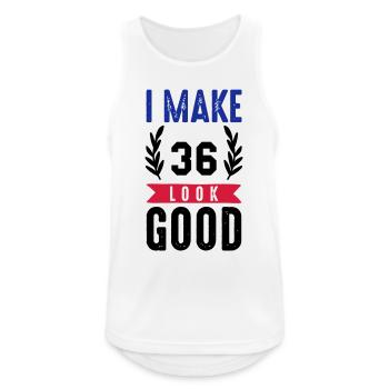 look good 36 - Männer Tank Top atmungsaktiv - Weiß - Vorne - Nick (188cm)