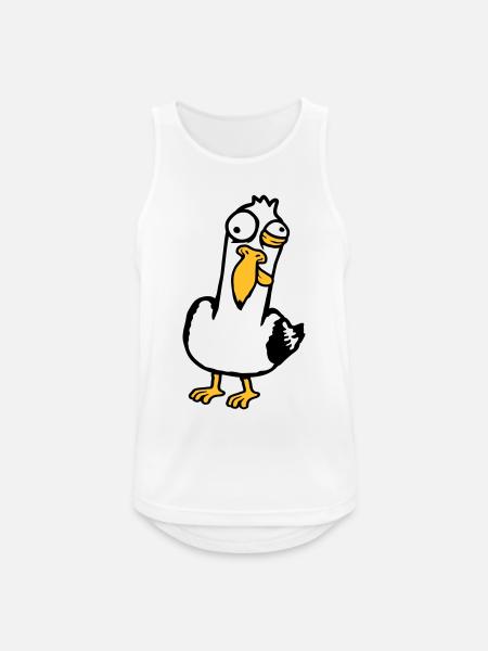 Crazy Seagull Squinting Grimace Insane Bird - Men's Breathable Tank Top - white