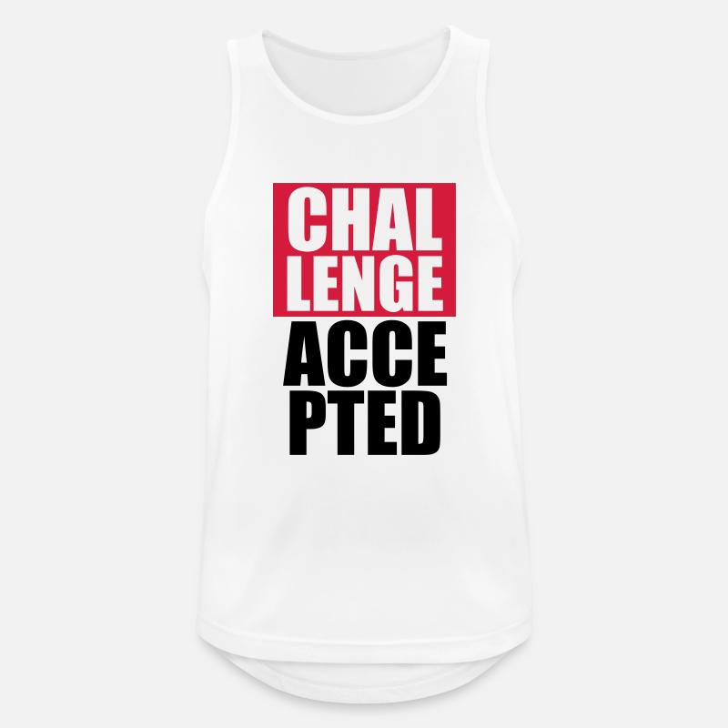 Cool Challenge Accepted Text Design - Men's Breathable Tank Top - white