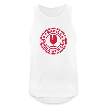 Fragile round circle stamp handle with care - Men's Breathable Tank Top - white - Front - Nick (188cm)