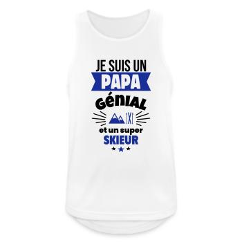 Papa génial & skieur – idée fête des pères - Débardeur respirant Homme - blanc - Devant - Nick (188cm)