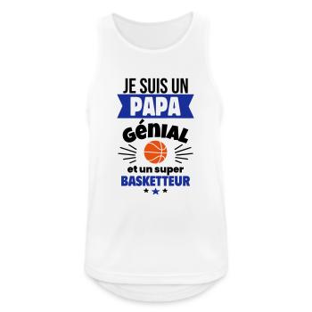 Papa génial & basketteur – idée fête des pères - Débardeur respirant Homme - blanc - Devant - Nick (188cm)