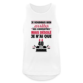 Seulement 40 ! Cadeau anniversaire pour les 40 ans - Débardeur respirant Homme - blanc - Devant - Nick (188cm)