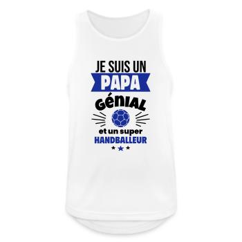 Papa génial & handballeur – idée fête des pères - Débardeur respirant Homme - blanc - Devant - Nick (188cm)