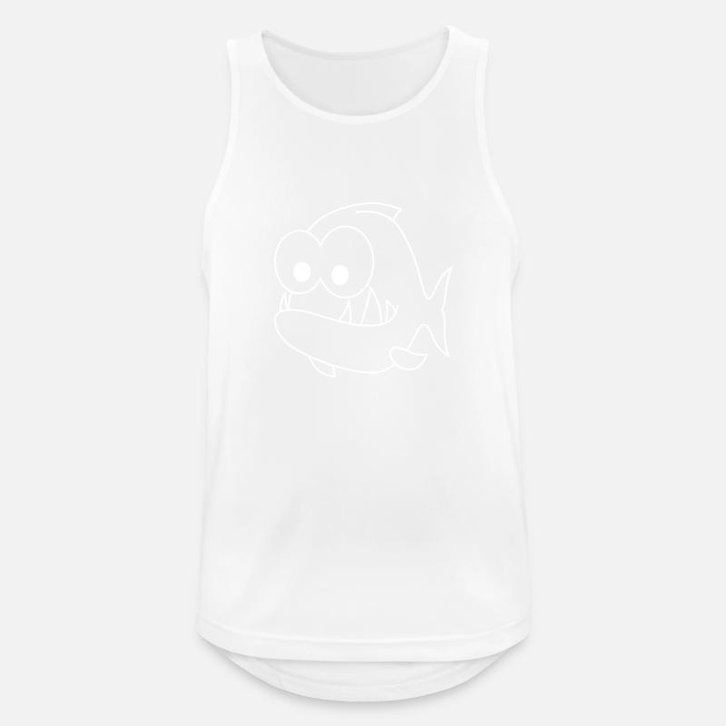 Piranha Comic Tier - Männer Tank Top atmungsaktiv - Weiß