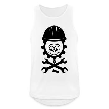 Mechanic face in gear with bolts and nuts - Men's Breathable Tank Top - white - Front - Nick (188cm)