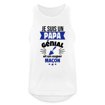 Papa génial & maçon – idée fête des pères - Débardeur respirant Homme - blanc - Devant - Nick (188cm)