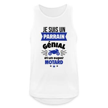 Parrain génial et super motard Moto Motard Humour - Débardeur respirant Homme - blanc - Devant - Nick (188cm)