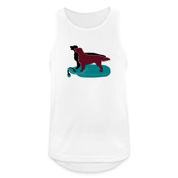 2 Flat Coated Retriever auf Dummy - Männer Tank Top atmungsaktiv - Weiß - Vorne - Nick (188cm)