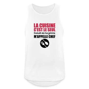 la cuisine seul endroit où ma femme m'appelle chef - Débardeur respirant Homme - blanc - Devant - Nick (188cm)
