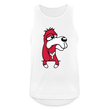 Hund Hinter Mauer Zaun Sabbert Spucke Zunge Lustig - Männer Tank Top atmungsaktiv - Weiß - Vorne - Nick (188cm)