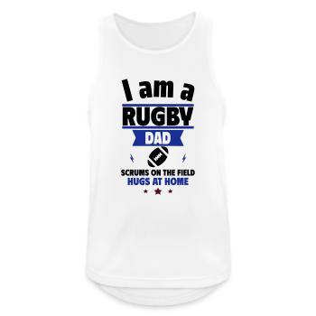 Cadeau de fête des pères Je suis un papa rugby - Débardeur respirant Homme - blanc - Devant - Nick (188cm)