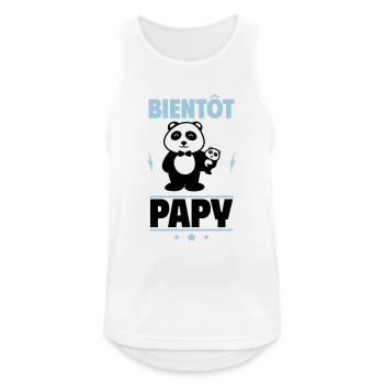 Bientôt Papy – Panda humoristique pour futurs papy - Débardeur respirant Homme - blanc - Devant - Nick (188cm)
