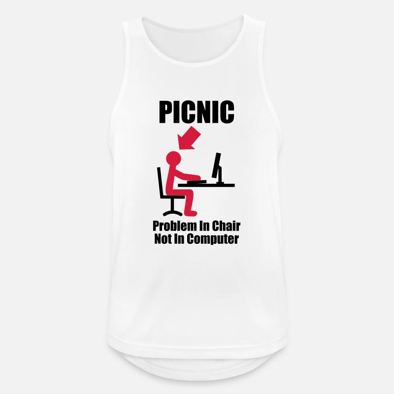 PICNIC - Problem in Chair, not in Computer - - Débardeur respirant Homme - blanc