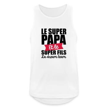 le super papa et le super fils la dream team - Débardeur respirant Homme - blanc - Devant - Nick (188cm)