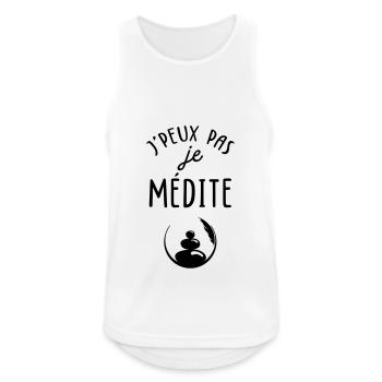 J'peux pas je médite - Débardeur respirant Homme - blanc - Devant - Nick (188cm)