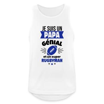 Papa génial & rugbyman – idée fête des pères - Débardeur respirant Homme - blanc - Devant - Nick (188cm)