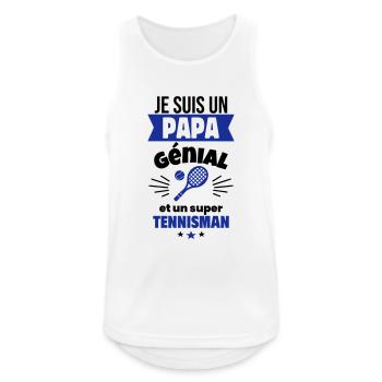 Papa génial & tennisman – idée fête des pères - Débardeur respirant Homme - blanc - Devant - Nick (188cm)